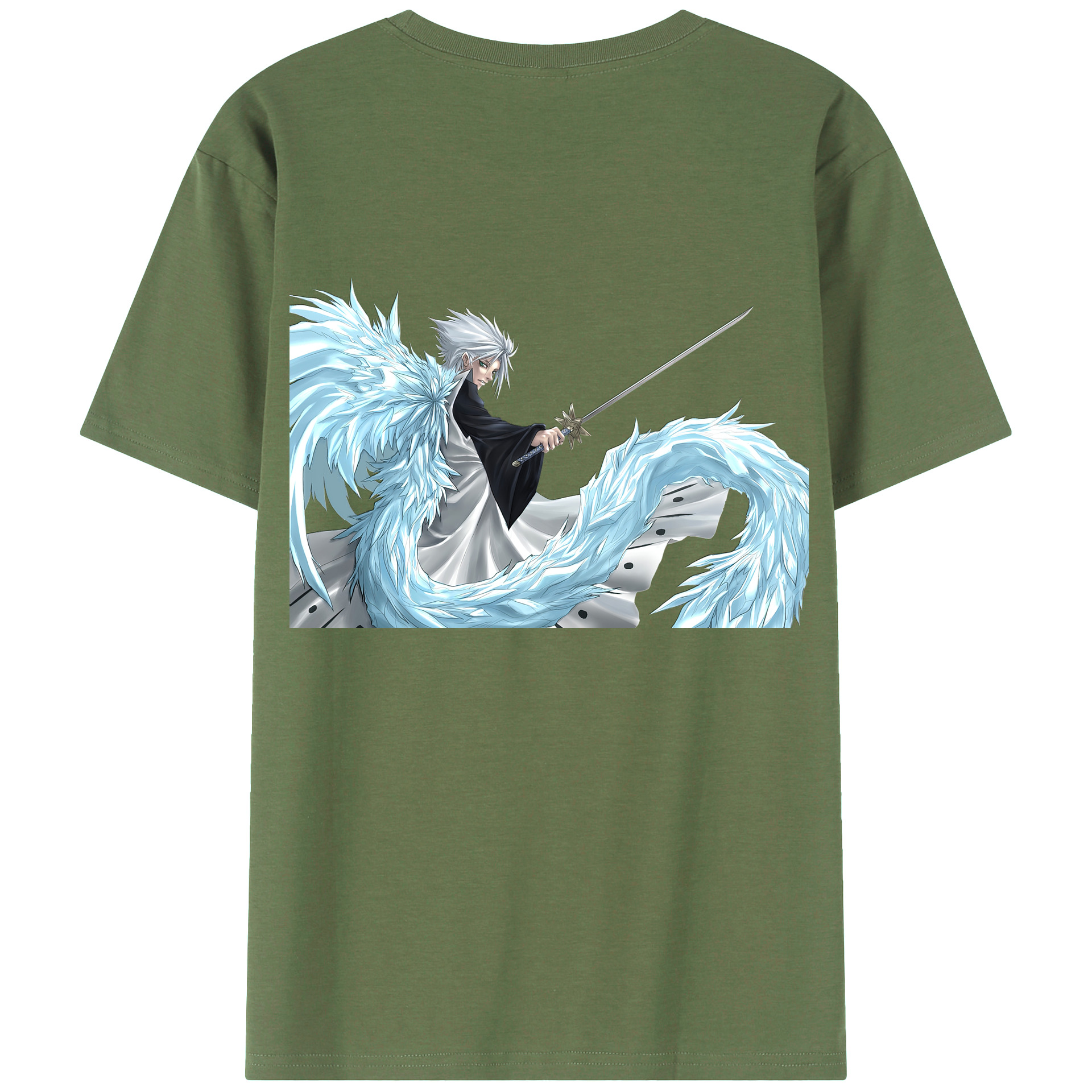 （画像用） ブリーチ 日番谷冬獅郎（ひつがや とうしろう） BLEACH Hitsugaya Toushirou 綿100％ メンズ半袖Tシャツ（バックプリント） 通気性